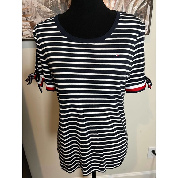 Tommy Hilfiger Short Sleeve Nautical Style Top M - Picture 1 of 9